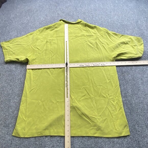Tommy Bahama Shirt Mens XL Green Textured Silk Short Sleeve Button Up Vacay - Picture 9 of 12